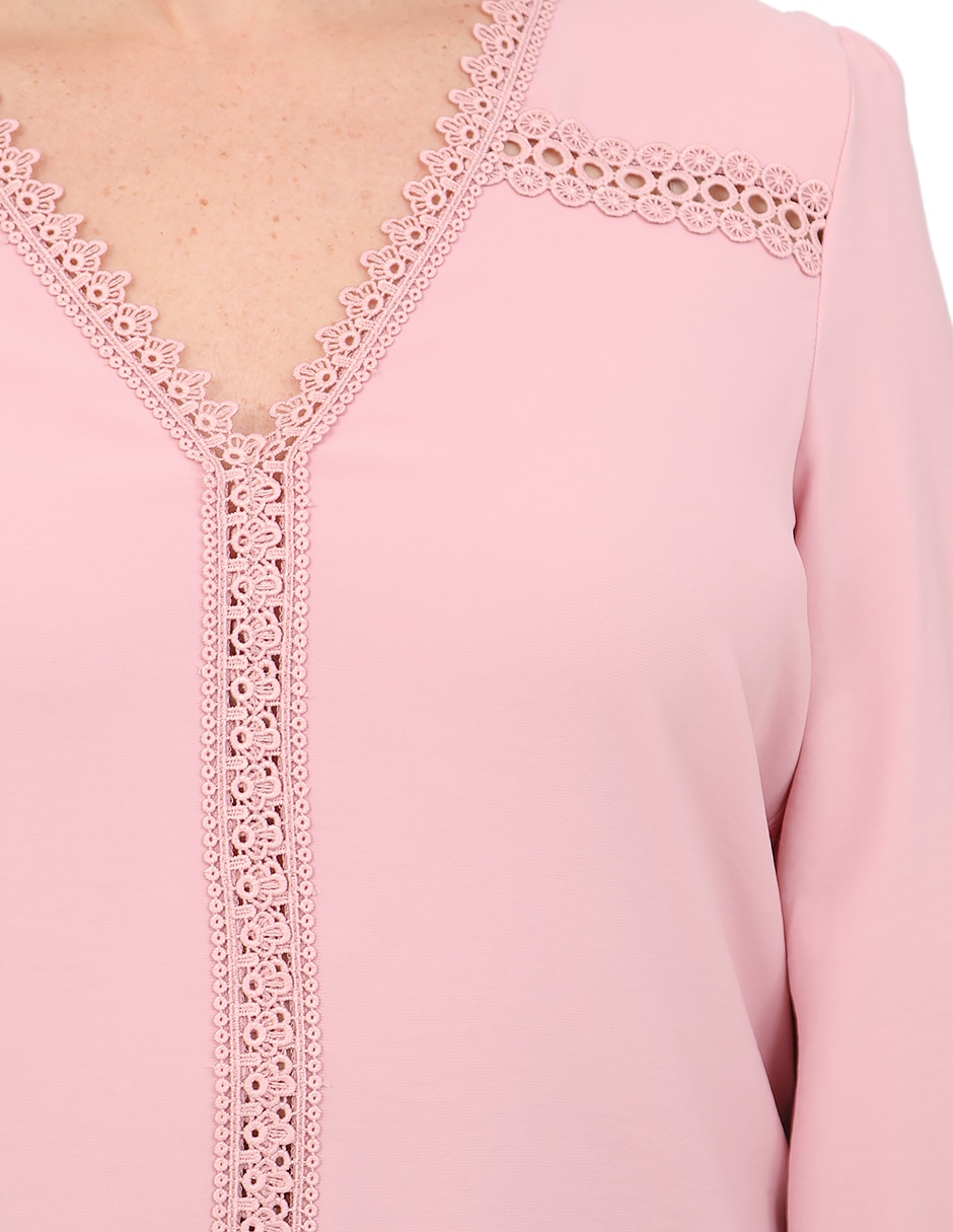 Blusa duplan petite manga 3/4 para mujer