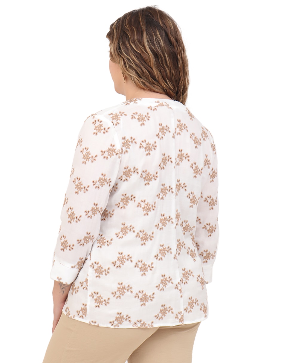 Blusa duplan petite manga 3/4 para mujer
