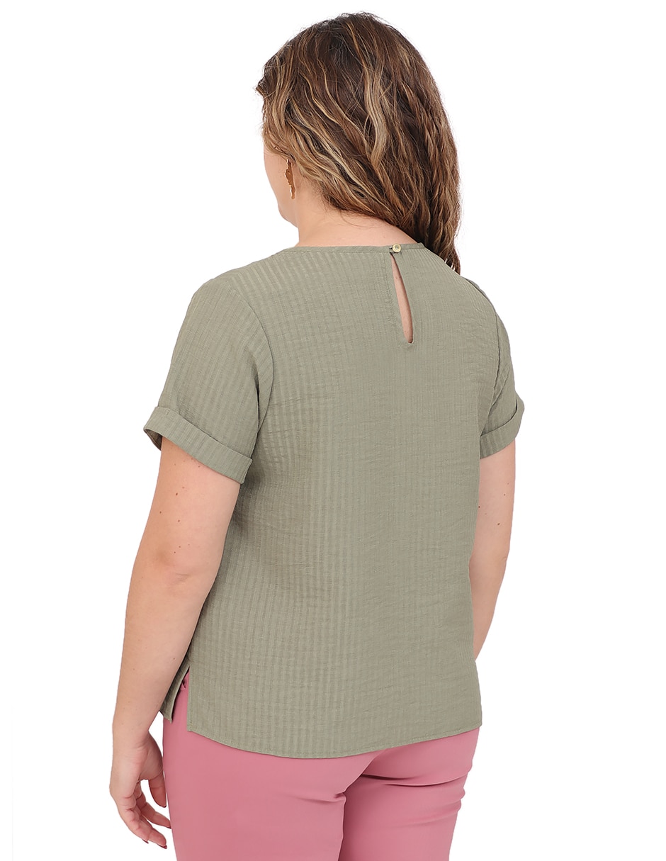Blusa duplan petite manga corta para mujer