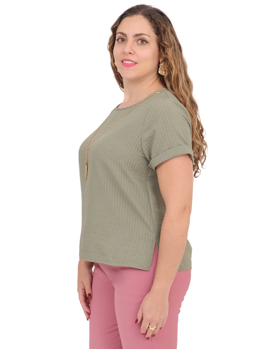 Blusa duplan petite manga corta para mujer