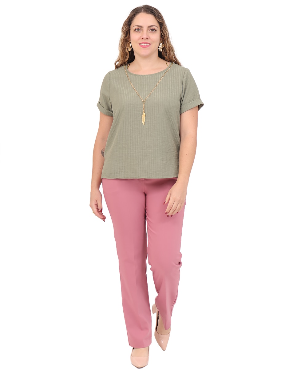 Blusa duplan petite manga corta para mujer