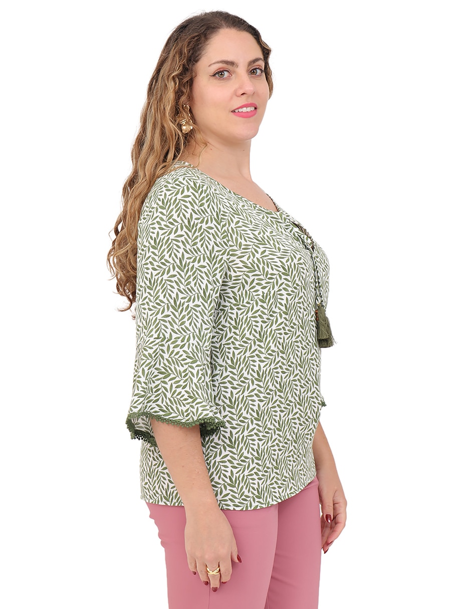 Blusa duplan petite manga 3/4 para mujer