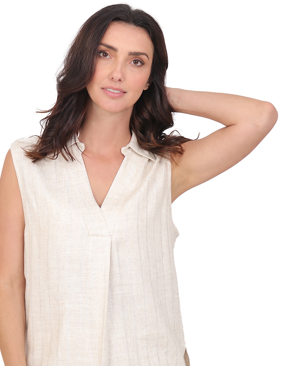 Blusa duplan sin manga para mujer