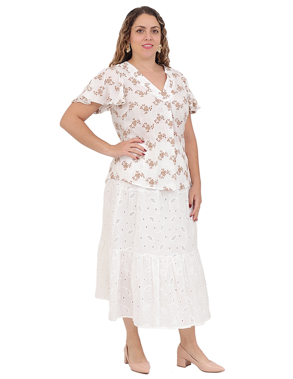 Falda midi duplan petite a la cintura
