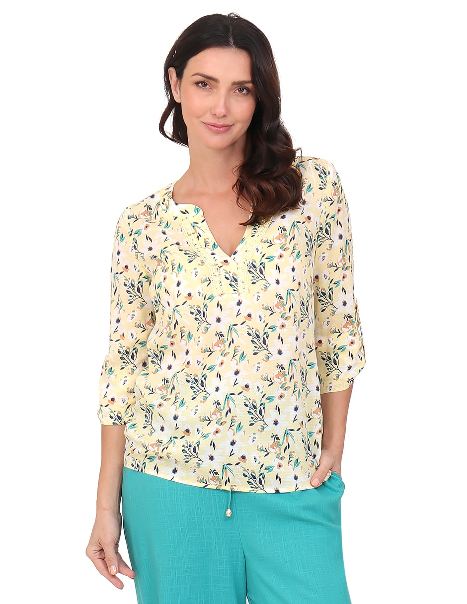 Blusa manga al codo para mujer