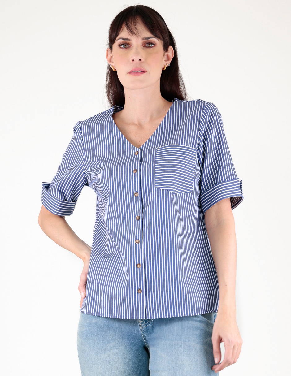 Blusa camisera manga corta para mujer Blusa camisera manga corta para mujer