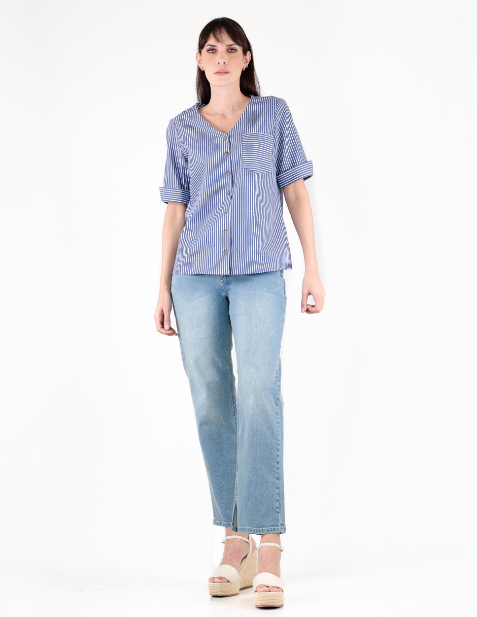 Blusa camisera manga corta para mujer 2
