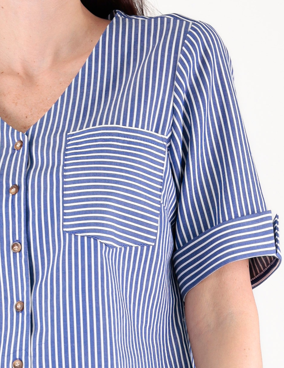 Blusa camisera manga corta para mujer 3