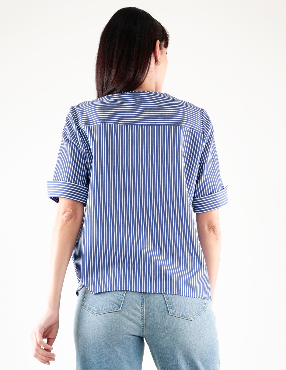 Blusa camisera manga corta para mujer 4