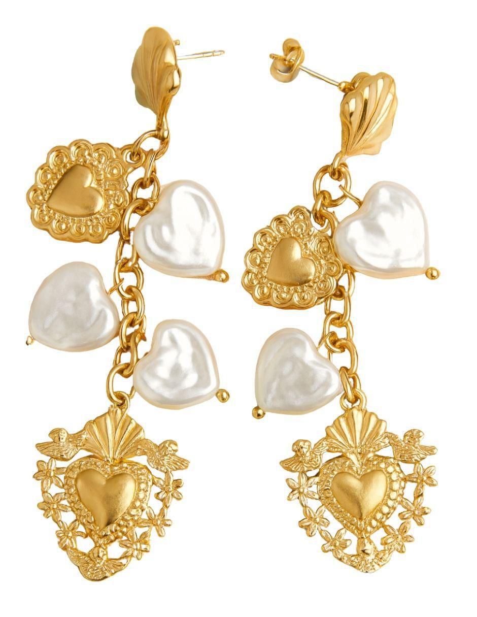 Aretes de corazón Milagritos con acabado brillante 6