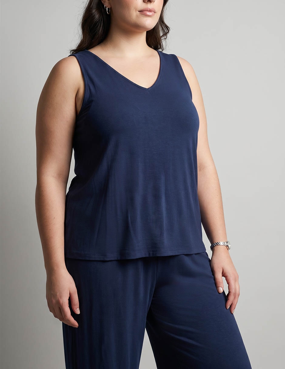 Top Chico's cuello V escote medio tirante ancho