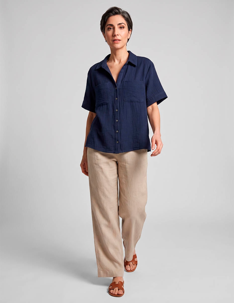 Blusa camisera manga corta para mujer Blusa camisera manga corta para mujer