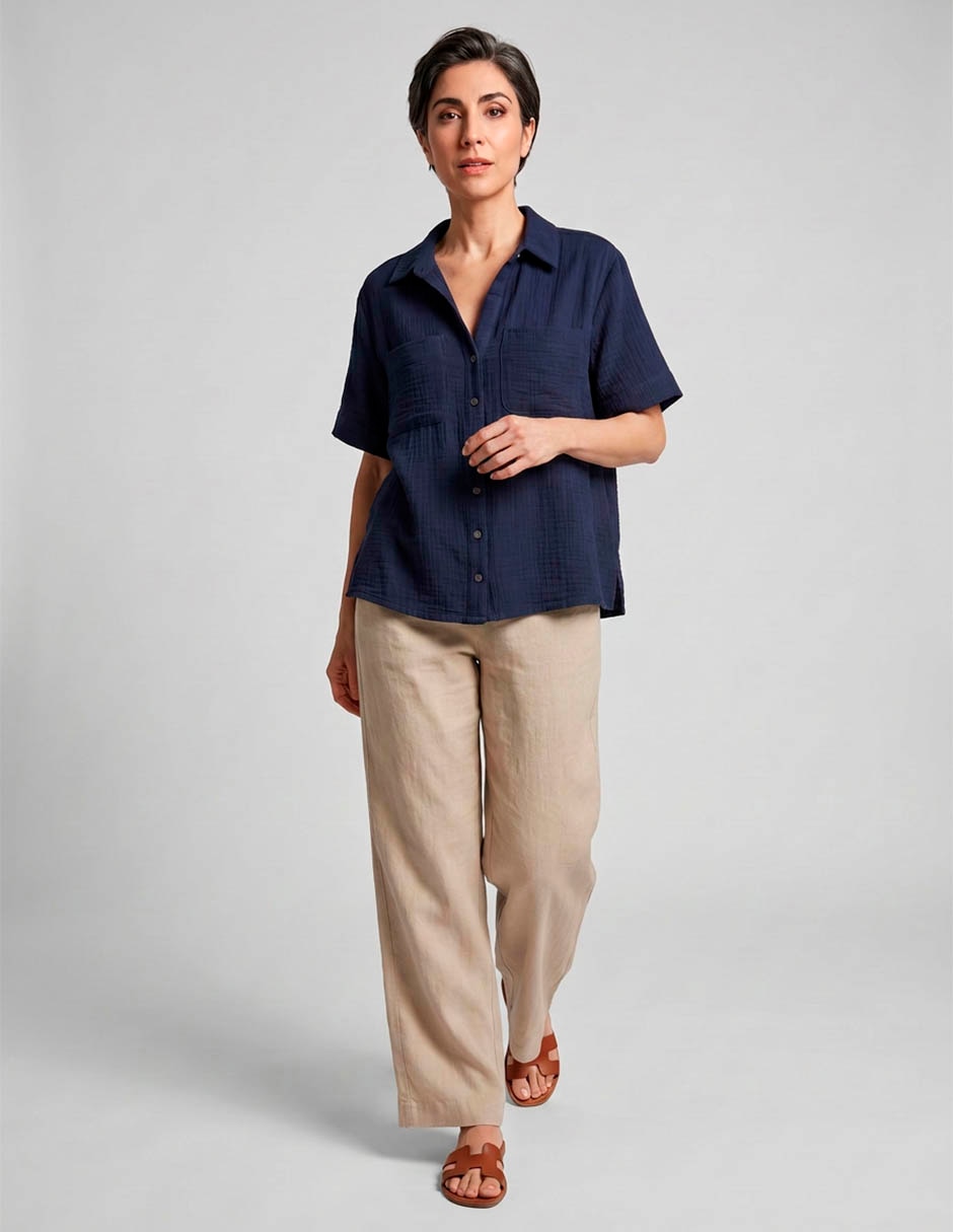 Blusa camisera manga corta para mujer 3