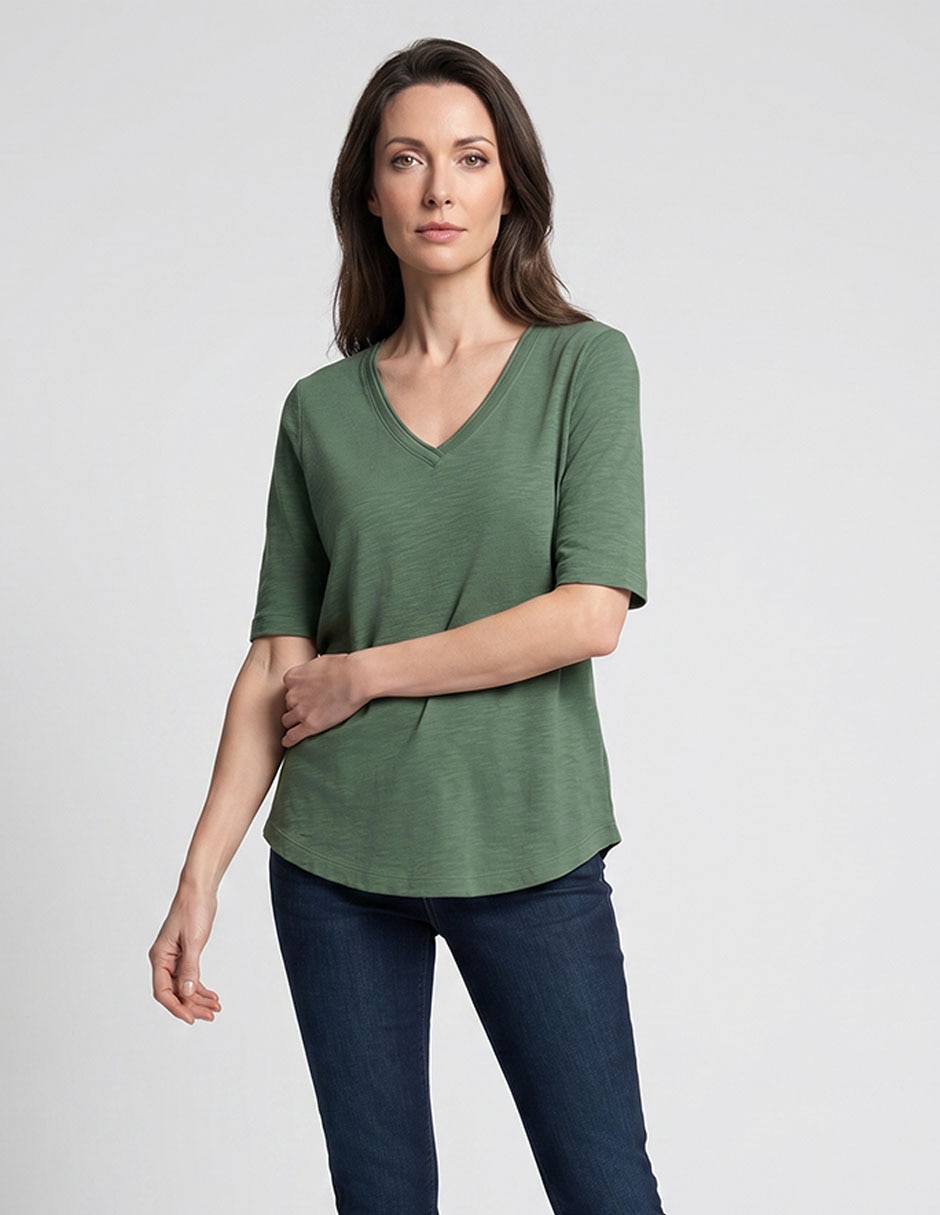 Blusa manga al codo para mujer