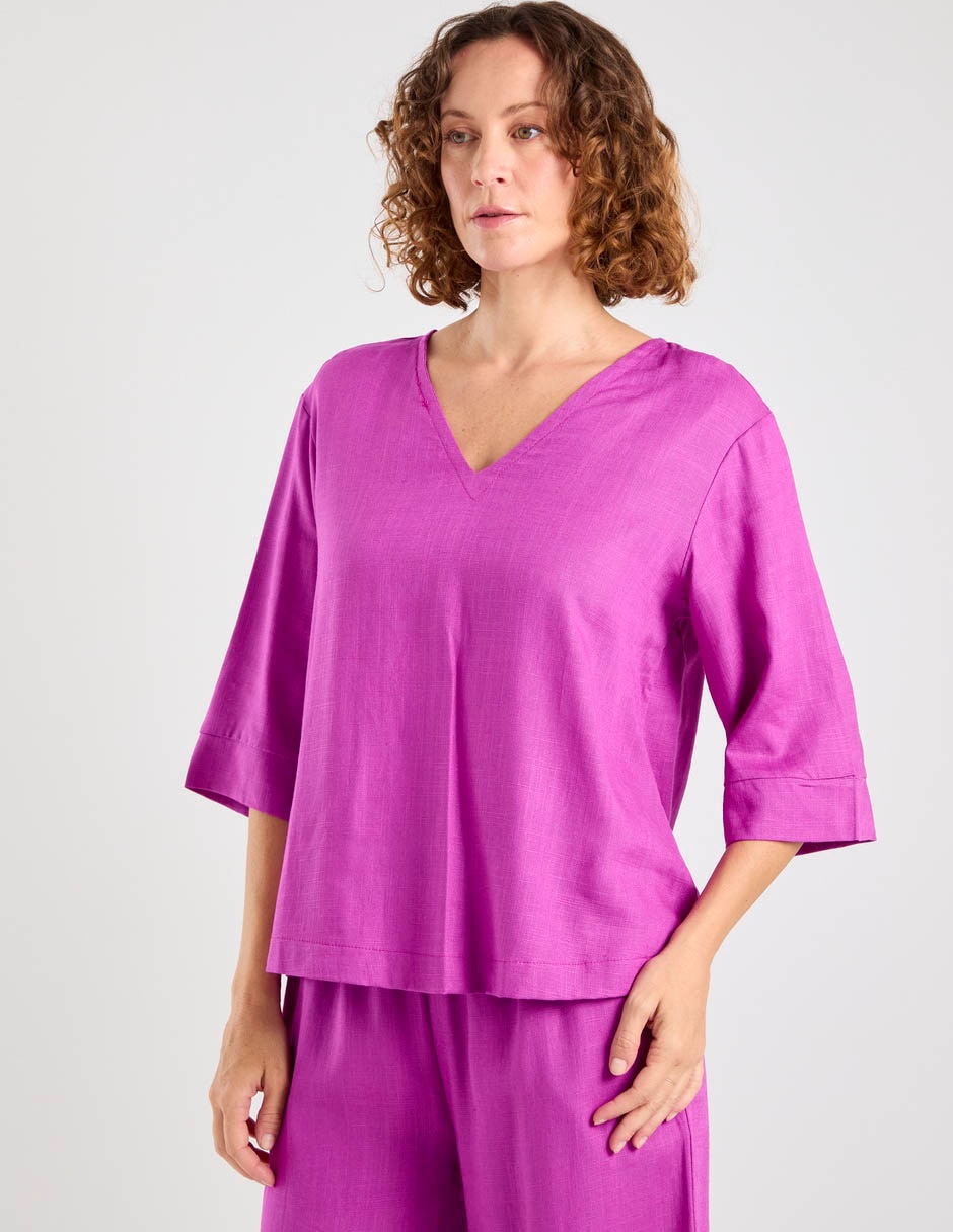 Blusa manga al codo para mujer
