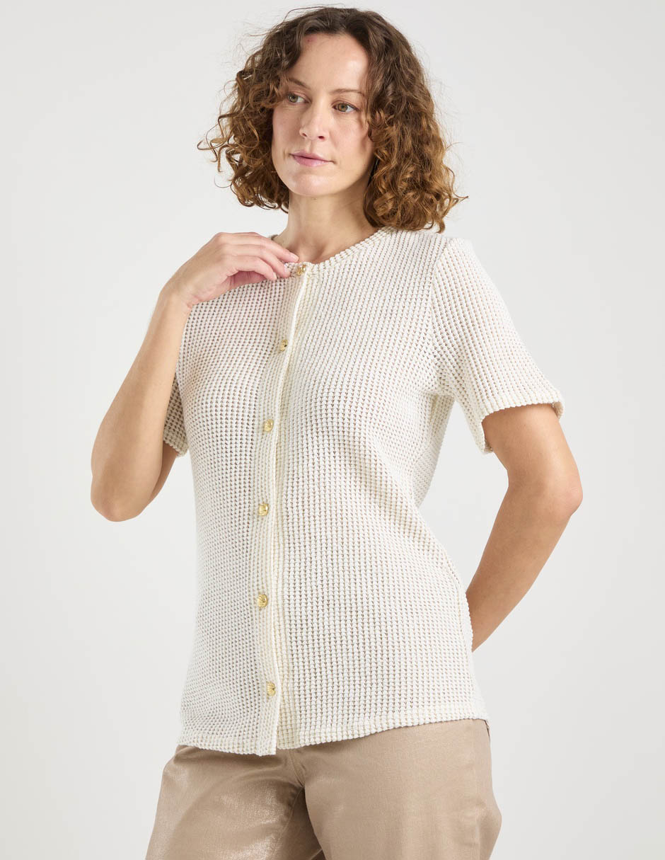 Suéter cuello con botón para mujer Suéter cuello con botón para mujer