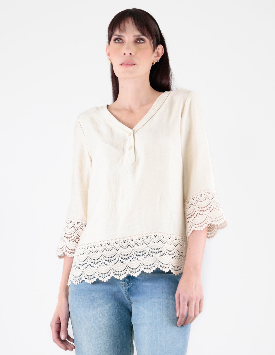 Blusa manga 3/4 para mujer