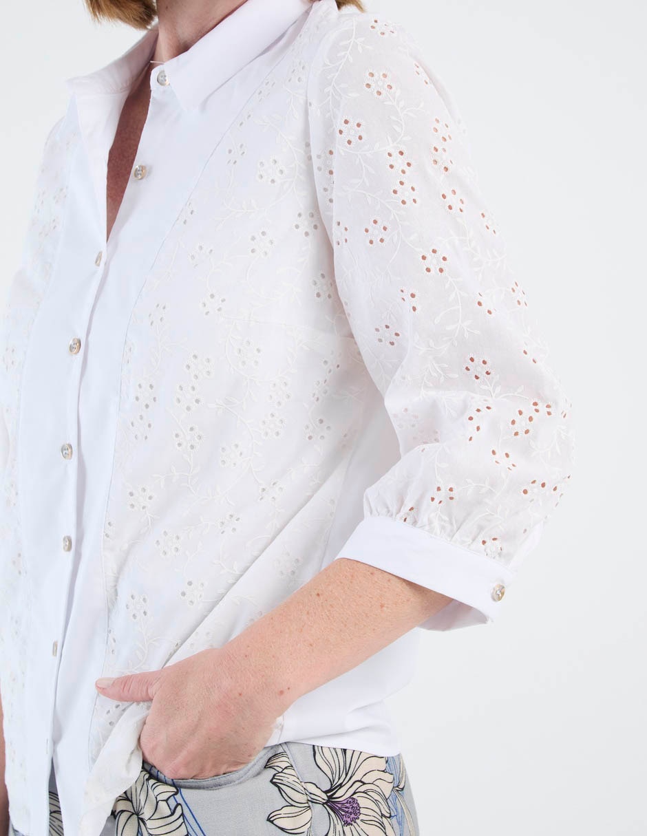 Blusa camisera margaret manga 3/4 para mujer 4