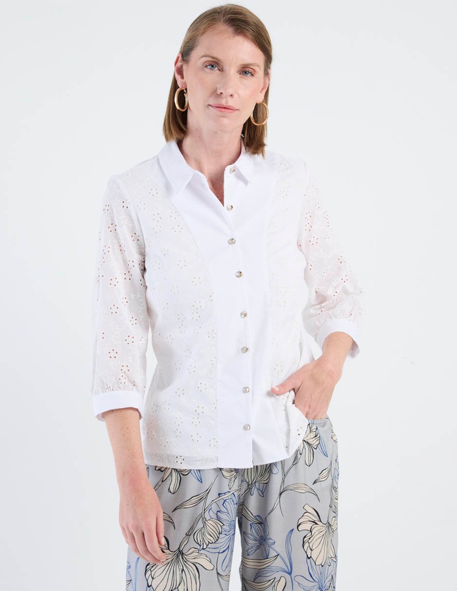 Blusa camisera margaret manga 3/4 para mujer