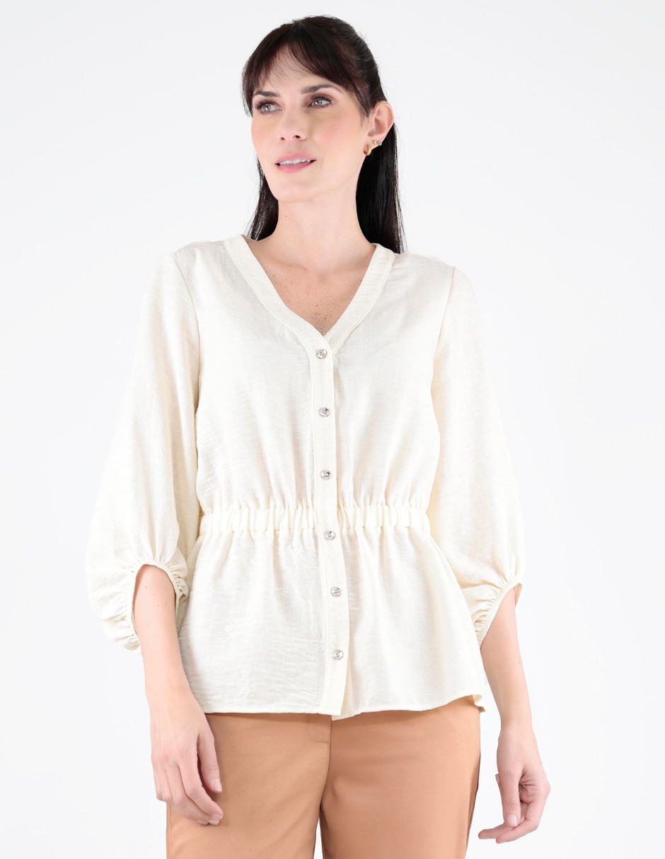 Blusa camisera margaret manga 3/4 para mujer