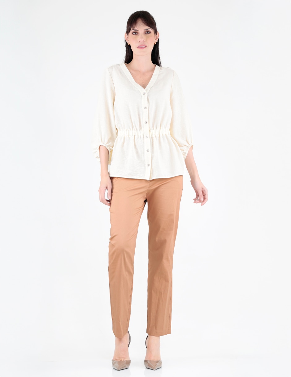 Blusa camisera margaret manga 3/4 para mujer