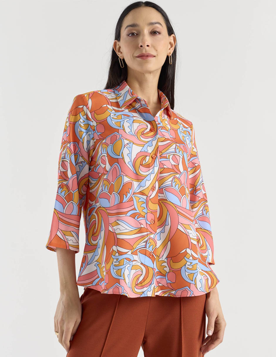 Blusa camisera manga 3/4 para mujer