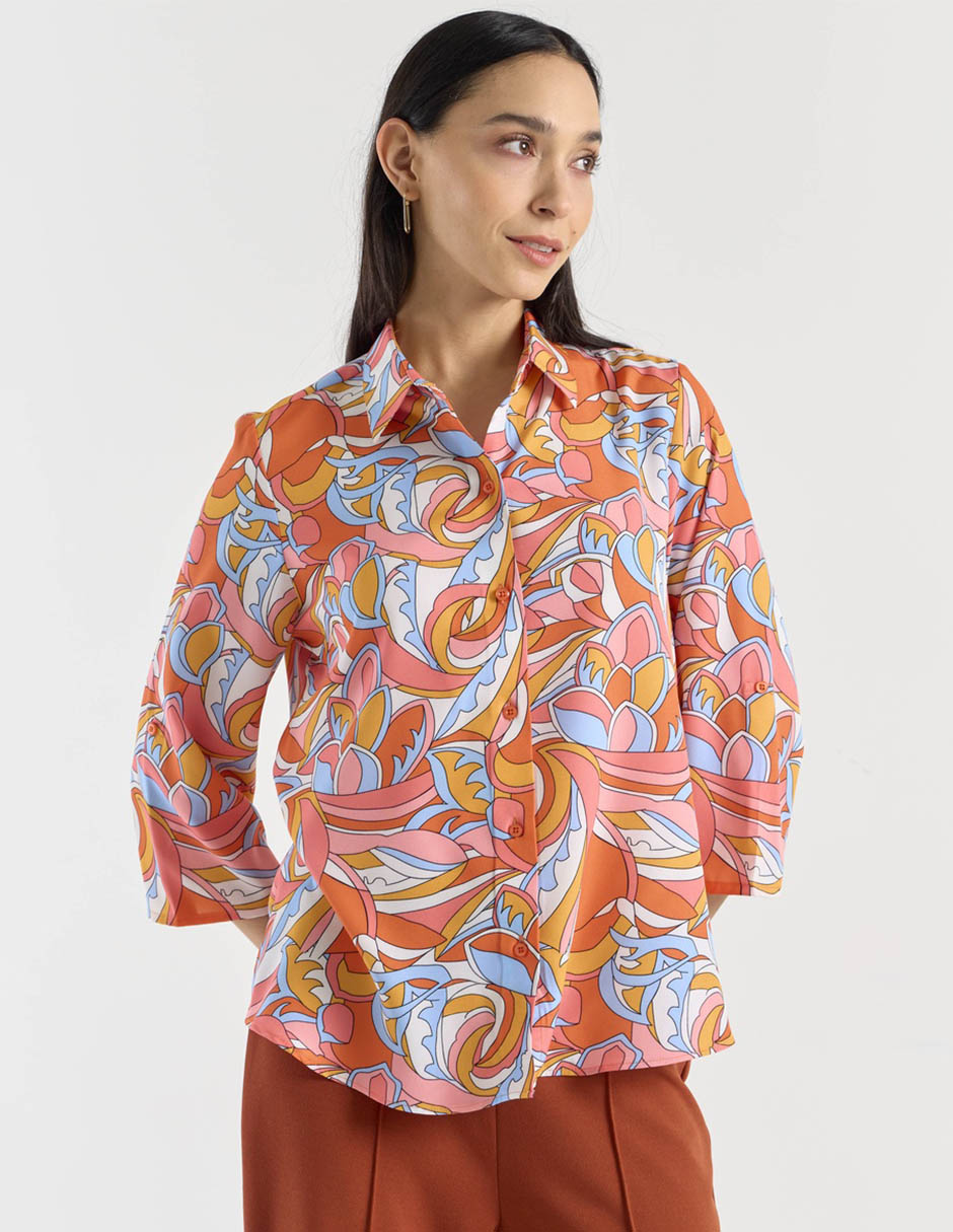 Blusa camisera manga 3/4 para mujer 5