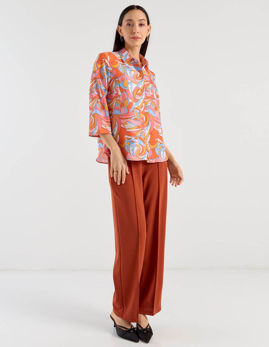 Blusa camisera manga 3/4 para mujer