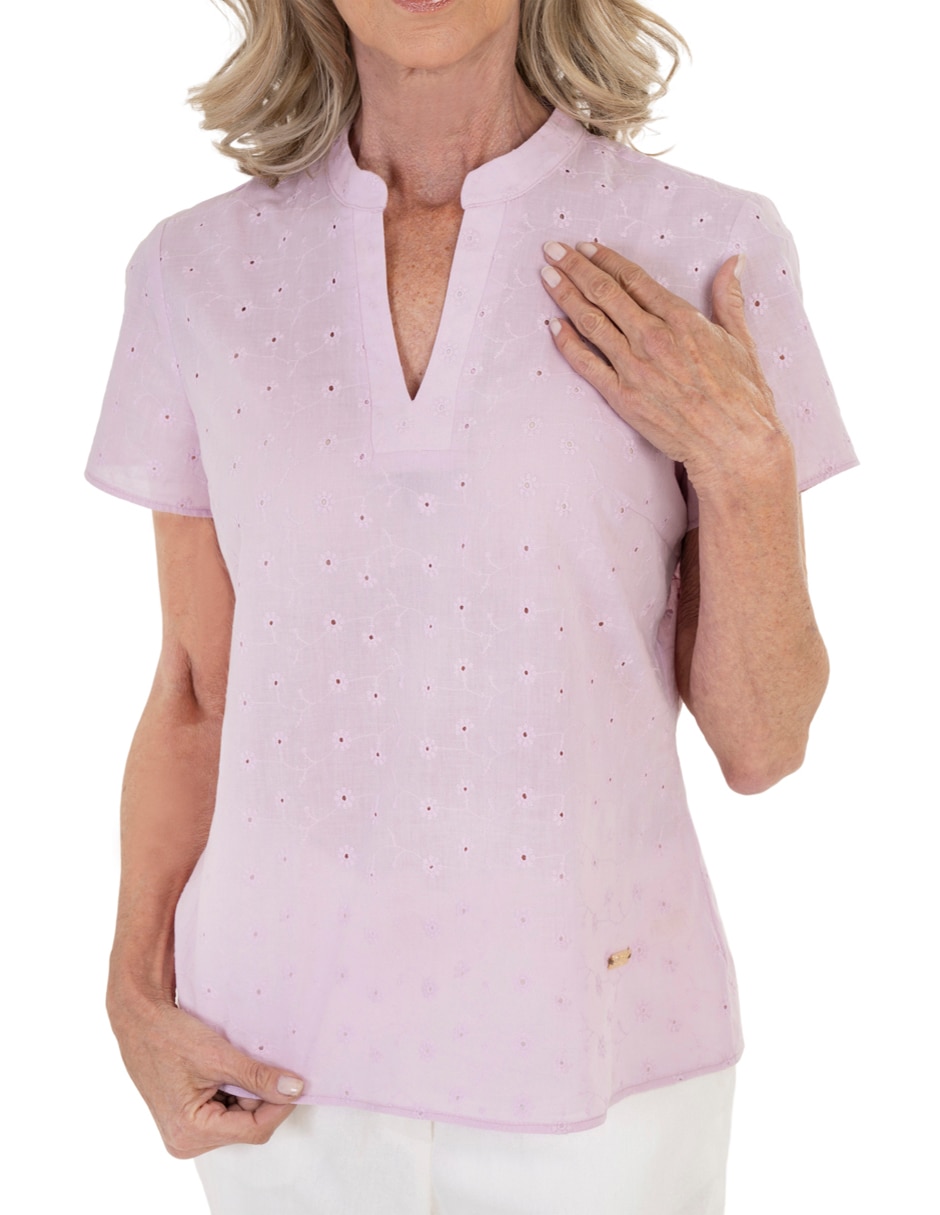 Blusa sin familia manga corta para mujer 4