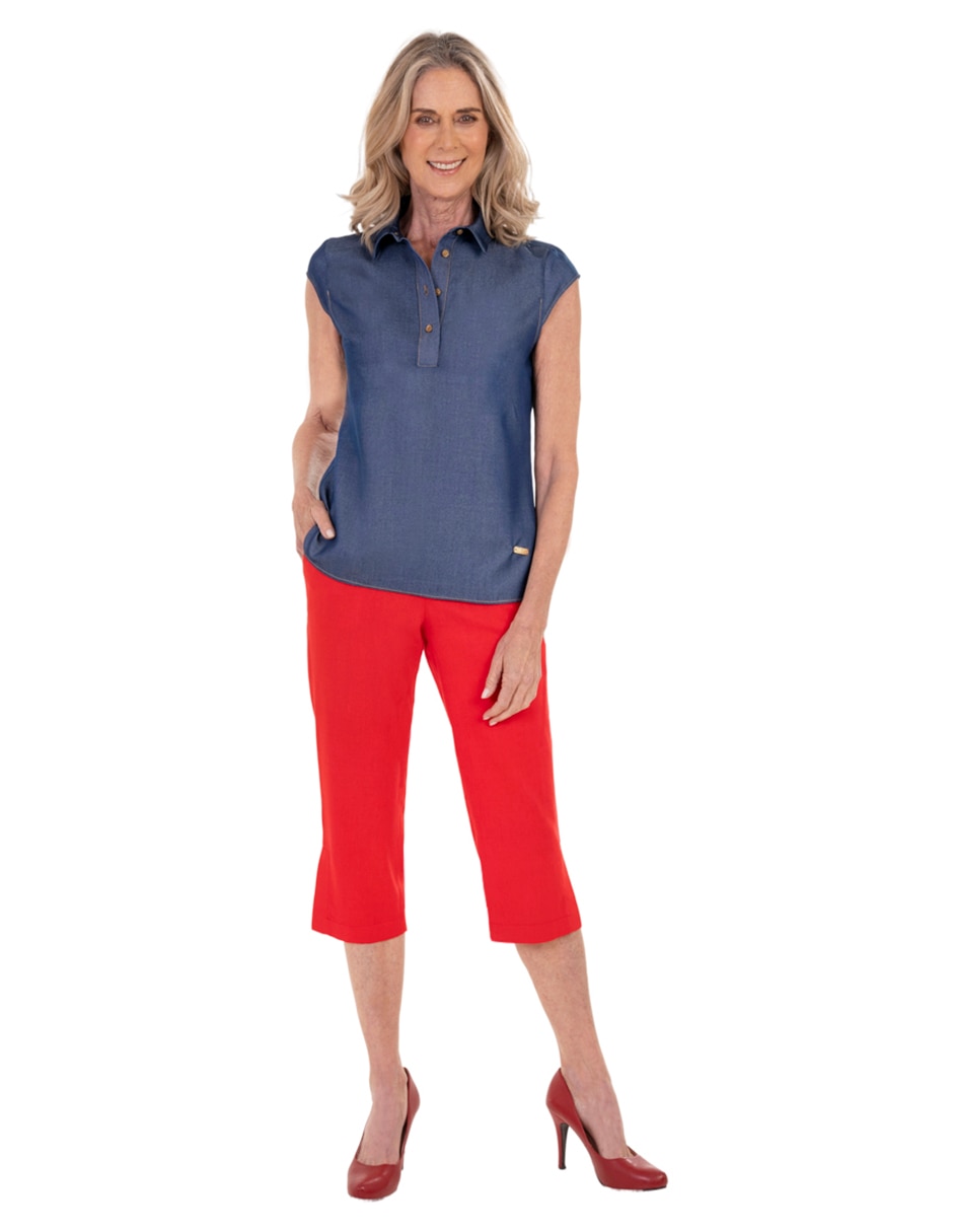 Blusa chaps sin familia "manga" corta "para mujer"