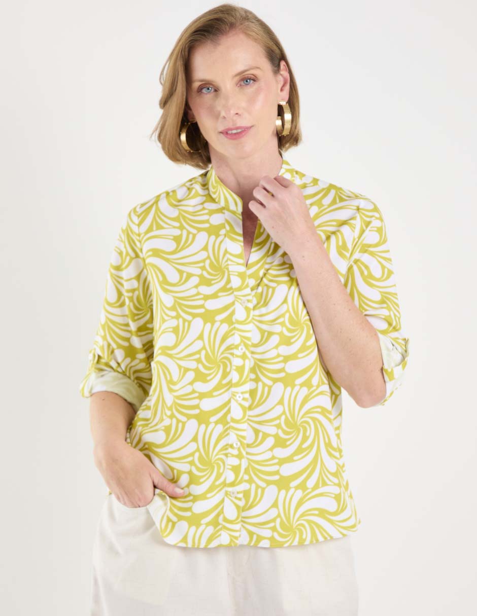 Blusa camisera manga 3/4 para mujer
