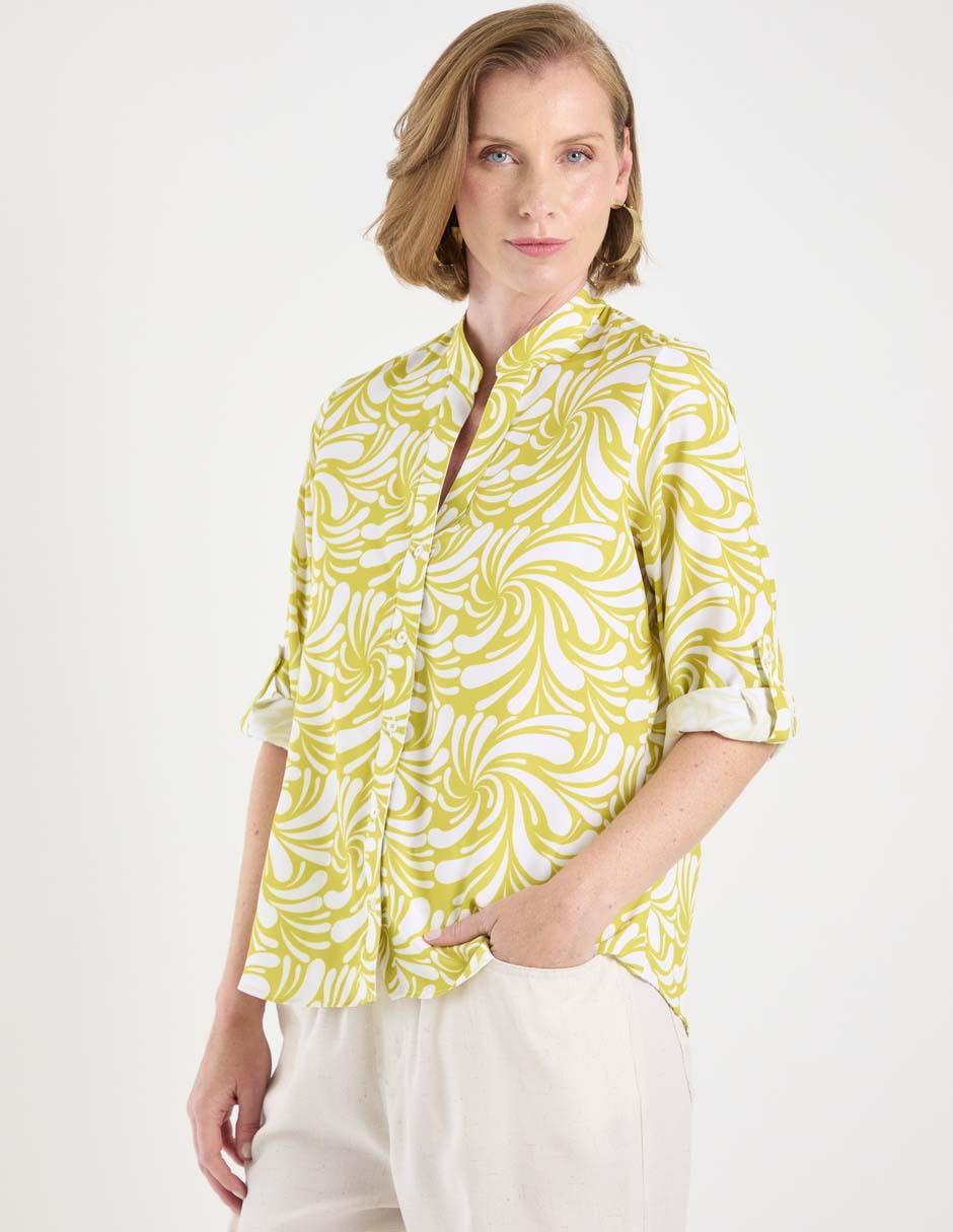 Blusa camisera manga 3/4 para mujer 6