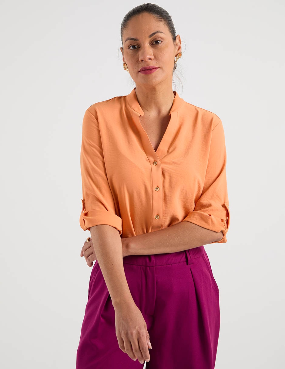 Blusa camisera manga 3/4 para mujer 8
