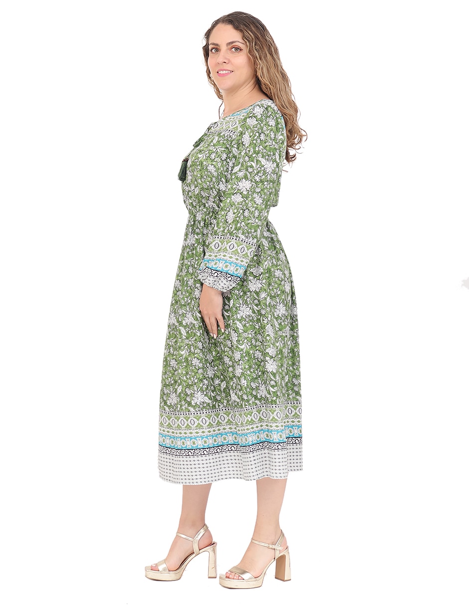 Vestido midi casual duplan petite para mujer