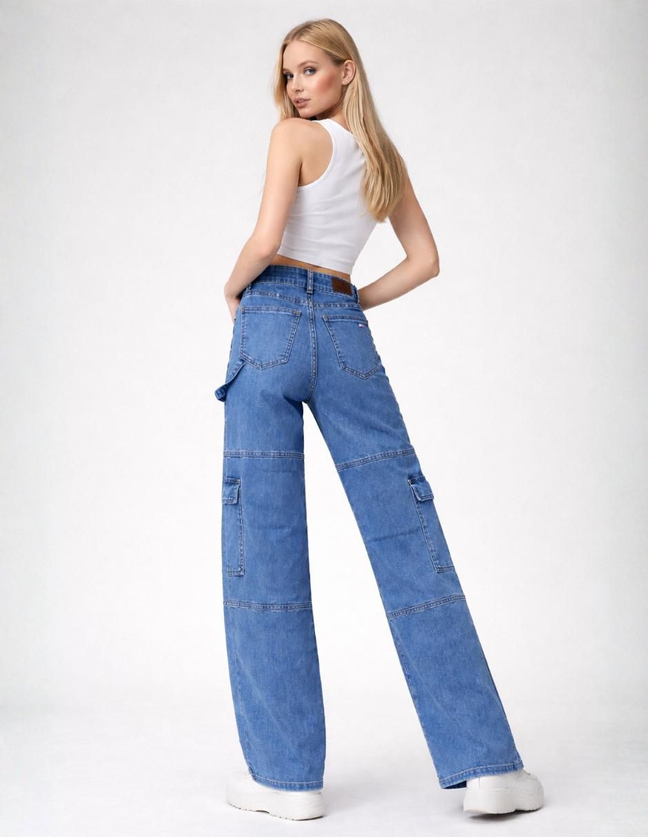 Jeans cargo wide legpara mujer 3