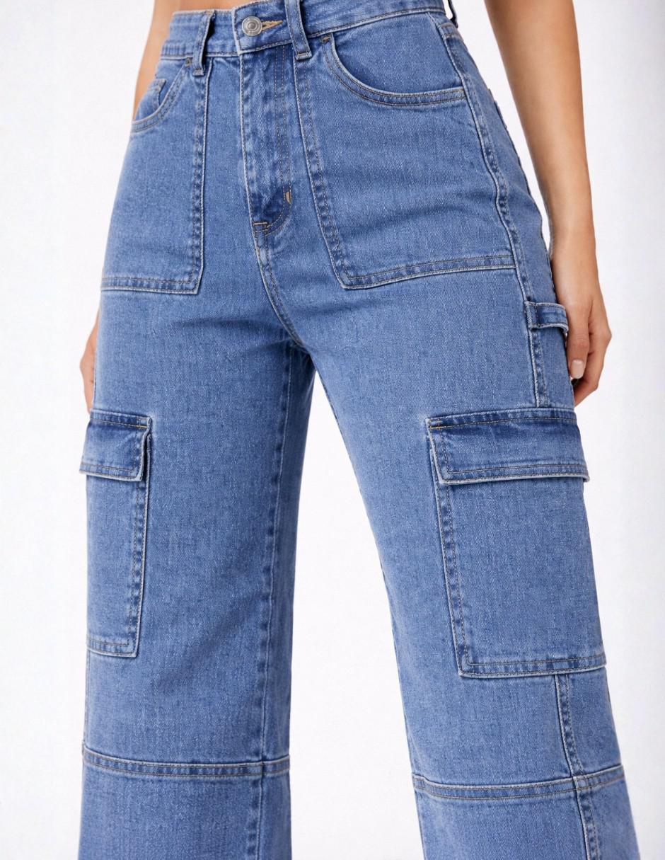 Jeans cargo wide legpara mujer 4
