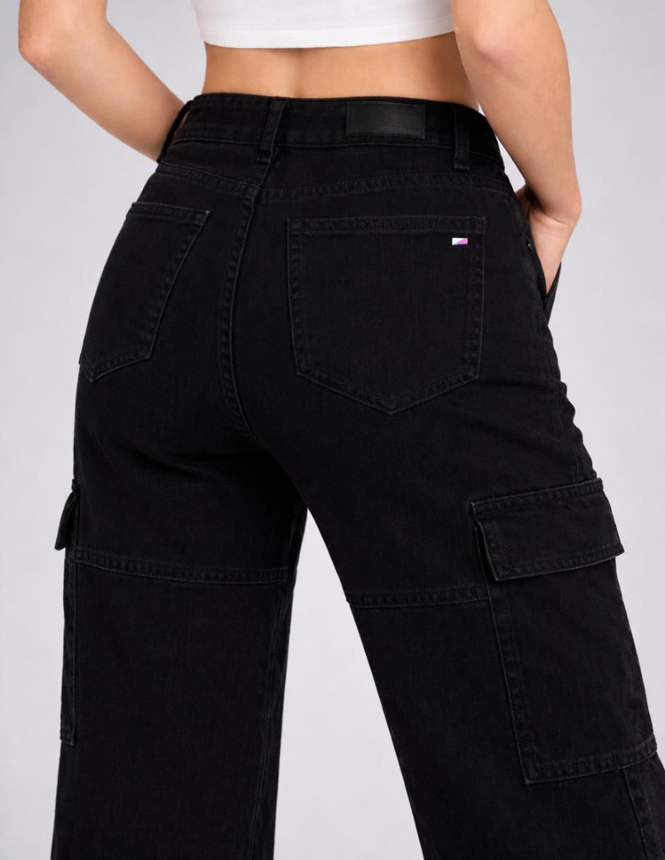 Jeans cargo wide leg 25339-d para mujer 4