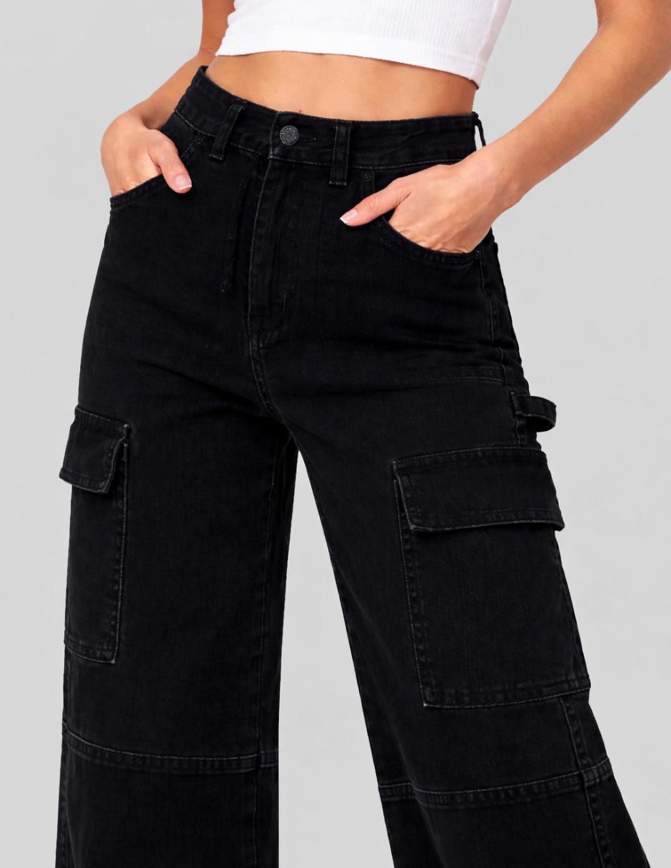 Jeans cargo wide leg 25339-d para mujer 3