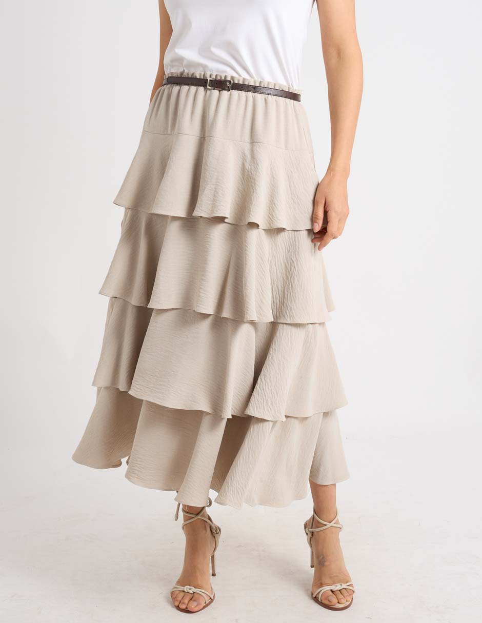 Falda midi corte cintura