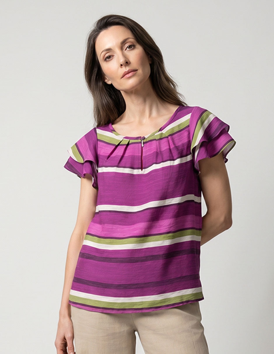 Blusa Lorenza Blau manga corta para mujer