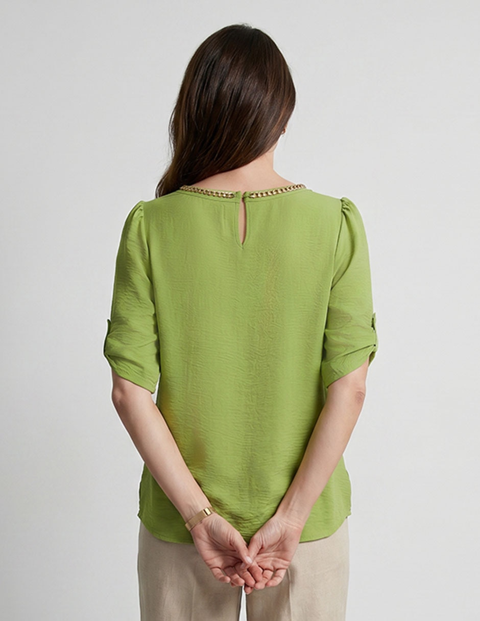 Blusa Lorenza Blau manga al codo para mujer