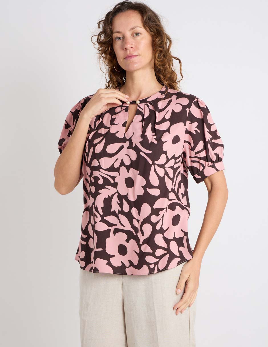 Blusa túnica manga corta para mujer