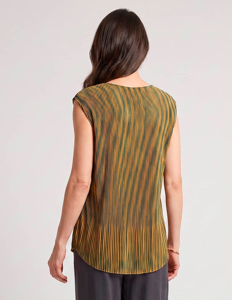 Blusa plisada sin manga para mujer 2