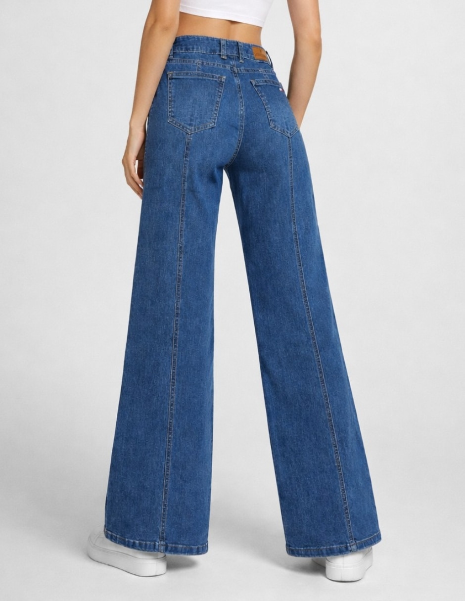 Jeans wide leg 25453-d para mujer 4