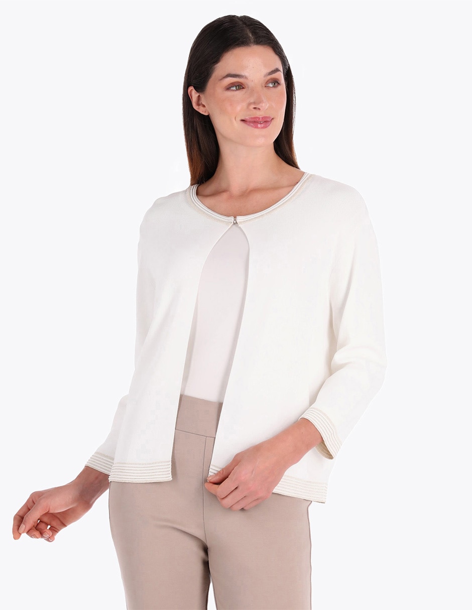 Suéter cárdigan cuello redondo para mujer Suéter cárdigan cuello redondo para mujer