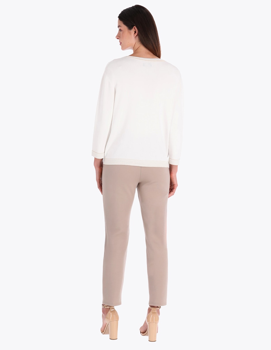 Suéter cárdigan cuello redondo para mujer 2
