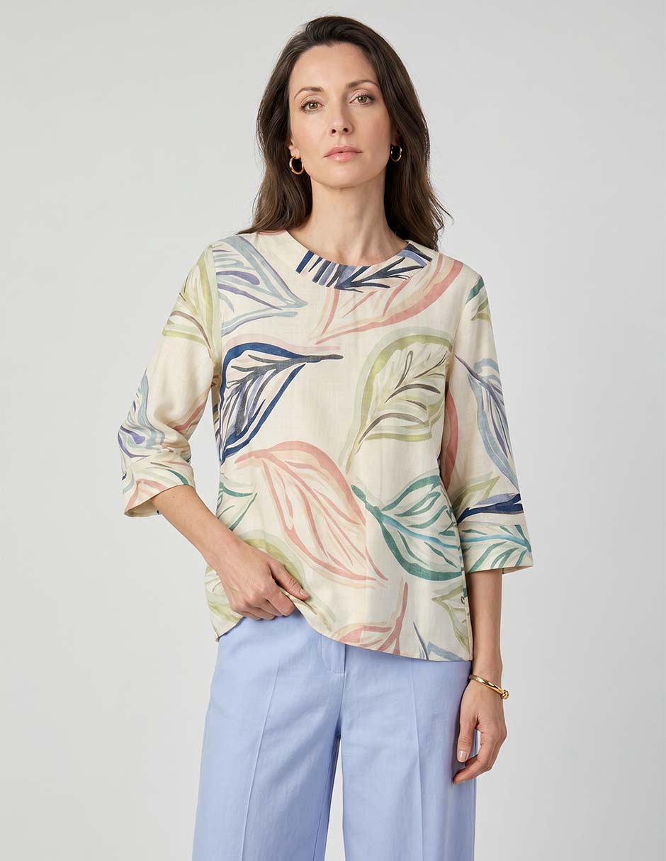 Blusa túnica manga 3/4 para mujer