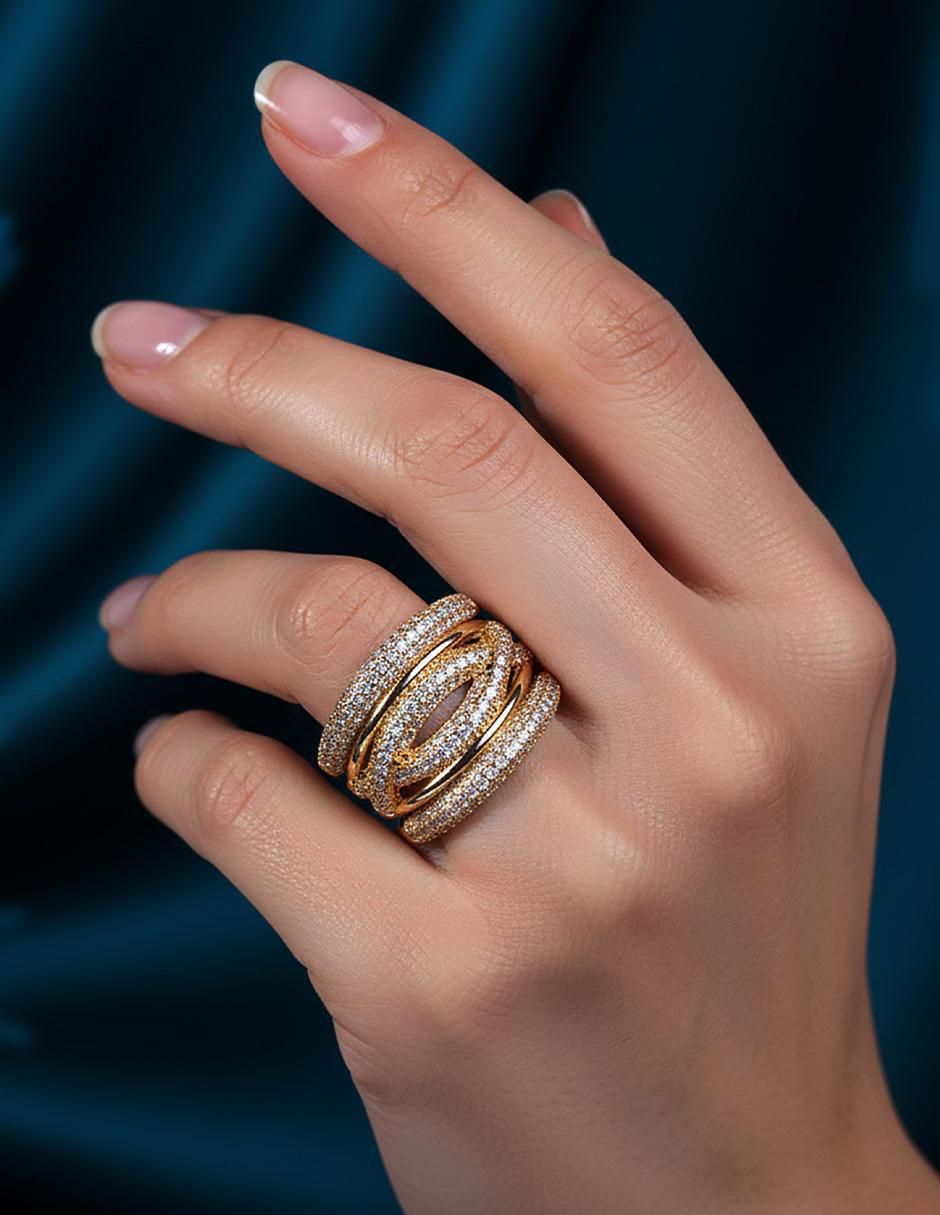 Anillo Imperio 18 k zirconia baño de oro