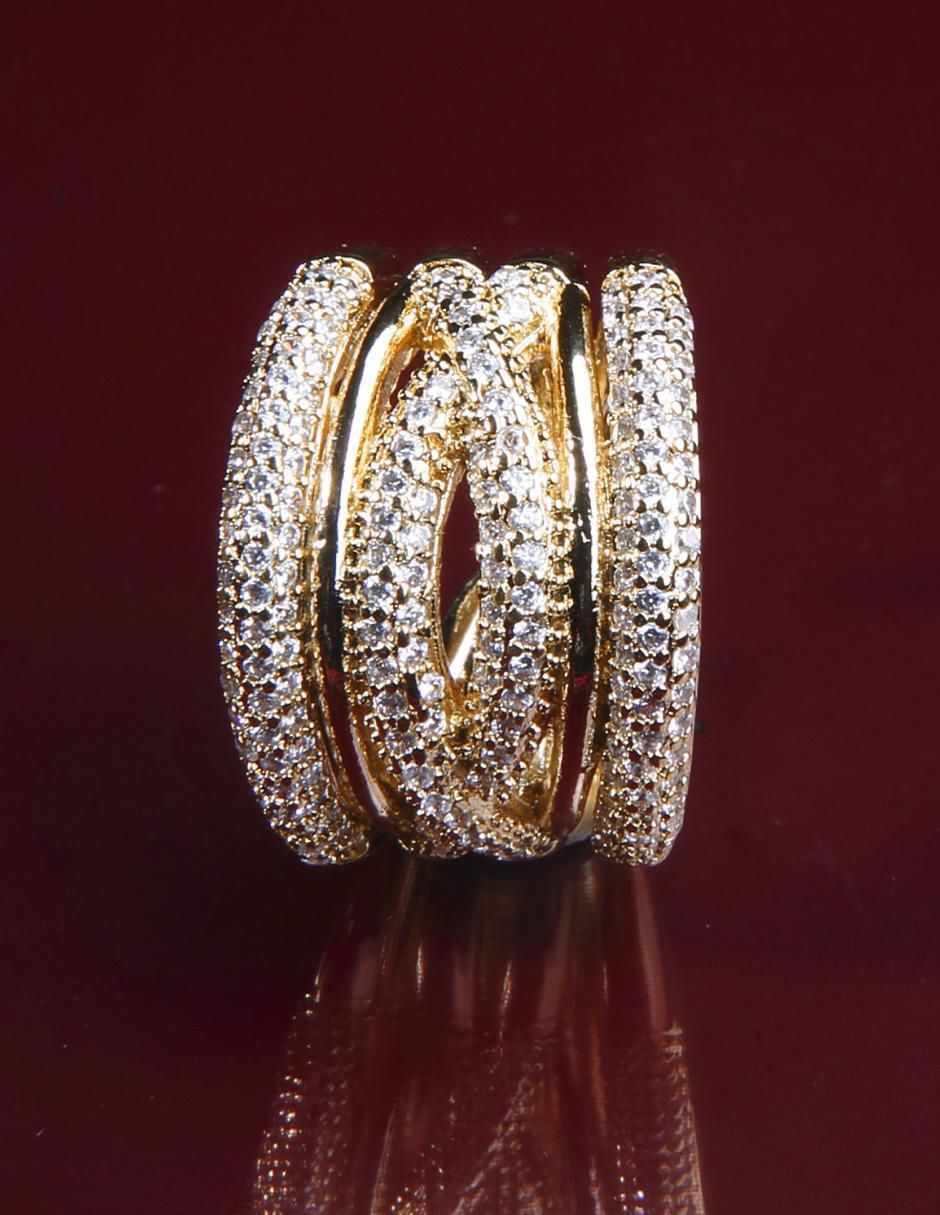 Anillo Imperio 18 k zirconia baño de oro