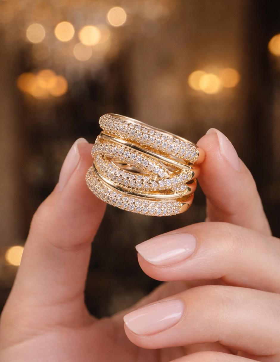 Anillo Imperio 18 k zirconia baño de oro 6